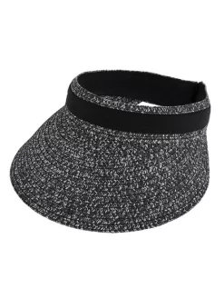 Women's Marl Straw Sun Visor With Ribbon Band -Fashion Accessories Shop 3 1366 20black 20marl 20black
