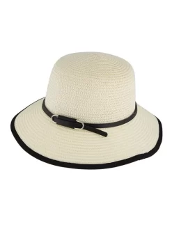 Women's Straw Sun Hat With Buckle Trim