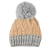 Women's Chunky Cable Knit Bobble Hat