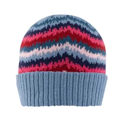 Women’s Knitted Beanie Hat With Contrasting Stripes