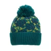 Women’s Jacquard Knitted Bobble Hat With Rose Pattern
