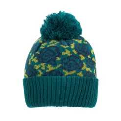 Women’s Jacquard Knitted Bobble Hat With Rose Pattern