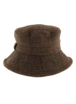 Women's Abraham Moon Herringbone Tweed Bucket Hat -Fashion Accessories Shop 3 5157Chocolate