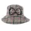 Women's Abraham Moon Tweed Check Bucket Hat With Bow Detail
