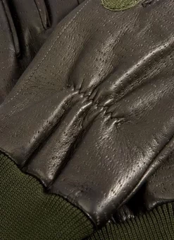 Men's Heritage Water-Resistant Half Fleece-Lined Right Hand Leather Shooting Gloves -Fashion Accessories Shop 37 0606 olive 2