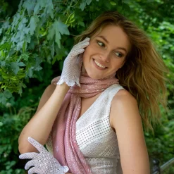 Women's Cotton Crochet Gloves -Fashion Accessories Shop 4 1409 Pale Pink 6 2114 White