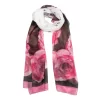 Women's Rose Print Lightweight Scarf With Border