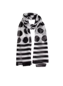 Women's Spots And Stripes Print Lightweight Scarf