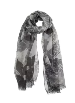 Women's Large Butterfly Print Lightweight Scarf -Fashion Accessories Shop 4 2561 20silver 56248982 26bb 4f91 972f ba77ebd570e9
