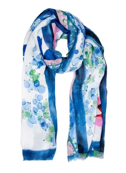 Women's Floral Print Lightweight Scarf With Border -Fashion Accessories Shop 4 2577 Blue 0cc93d37 f483 4f40 8650 bec4530b091b