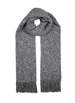 Women's Plain Tweed-Effect Midweight Scarf With Tassels -Fashion Accessories Shop 4 2607 charcoal 370813b7 0a01 45f8 ba20 c0fe10dd84ac