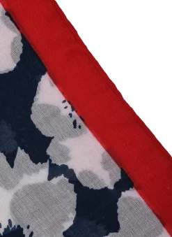 Women’s Abstract Floral Print Lightweight Scarf With Border -Fashion Accessories Shop 4 2621Navy