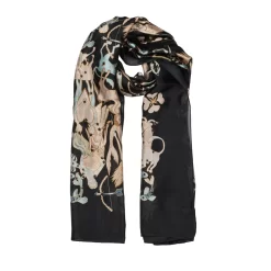 Women’s Zodiac-Print Silk-Like Lightweight Scarf -Fashion Accessories Shop 4 2623 Black
