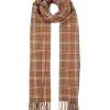 Women’s Plaid Small-Check Scarf With Tassels