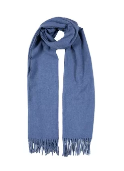 Women’s Plain Marl Scarf With Tassels -Fashion Accessories Shop 4 2642 Blue