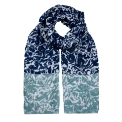 Women’s Floral Pattern Lightweight Scarf With Contrasting Ends -Fashion Accessories Shop 4 2651 NAVY