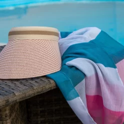 Women's Straw Sun Visor With Ribbon Band -Fashion Accessories Shop 4 2654Teal 3 1365Natural