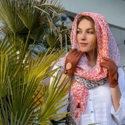 Women’s Leopard Print Lightweight Scarf With Tassels -Fashion Accessories Shop 4 2655Orange 7 3008Cognac 2