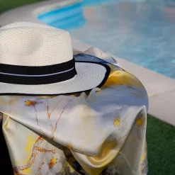 Women’s Straw Fedora Hat With Striped Black Ribbon 9 Women’s Straw Fedora Hat With Striped Black Ribbon -Fashion Accessories Shop 4 2657Blue 3 1199Ivory