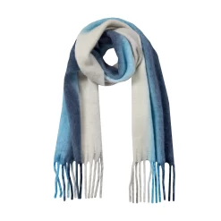 Women’s Stripe Blanket Scarf With Tassels -Fashion Accessories Shop 4 2659 Sky Blue Winter White