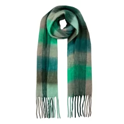 Women’s Large-Checked Blanket Scarf With Tassels -Fashion Accessories Shop 4 2660 Forest Green Emerald