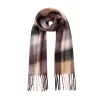 Women’s Large-Checked Blanket Scarf With Tassels