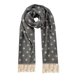 Women’s Reversible Polka Dot Scarf With Tassels -Fashion Accessories Shop 4 2662 Dove Grey 2