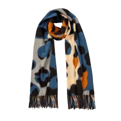 Women’s Colourful Leopard Print Scarf With Tassels -Fashion Accessories Shop 4 2667 Royal Blue Tan