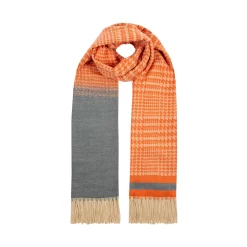 Women’s Dogtooth Scarf With Asymmetric Details And Tassels -Fashion Accessories Shop 4 2668 Marmalade 2