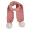 Women's Knitted Scarf With Faux Fur Pom Poms