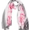 Women's Rose And Lily Print Lightweight Scarf