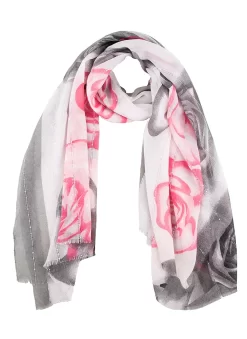 Women's Rose And Lily Print Lightweight Scarf