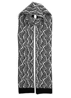 Women's Reptile Pattern Knitted Scarf -Fashion Accessories Shop 4 2831BlackandWinterWhite