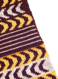 Women's Chevron Pattern Knitted Scarf -Fashion Accessories Shop 4 2833PlumDoveGreyDetailWeb