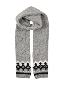 Women’s Jacquard Fair Isle Knitted Scarf With Marl Yarn 9 Women’s Jacquard Fair Isle Knitted Scarf With Marl Yarn -Fashion Accessories Shop 4 2848 Dove Grey