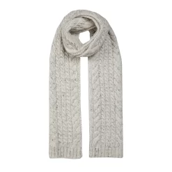 Women’s Cable Knit Scarf With Marl Yarn -Fashion Accessories Shop 4 2856 Winter White