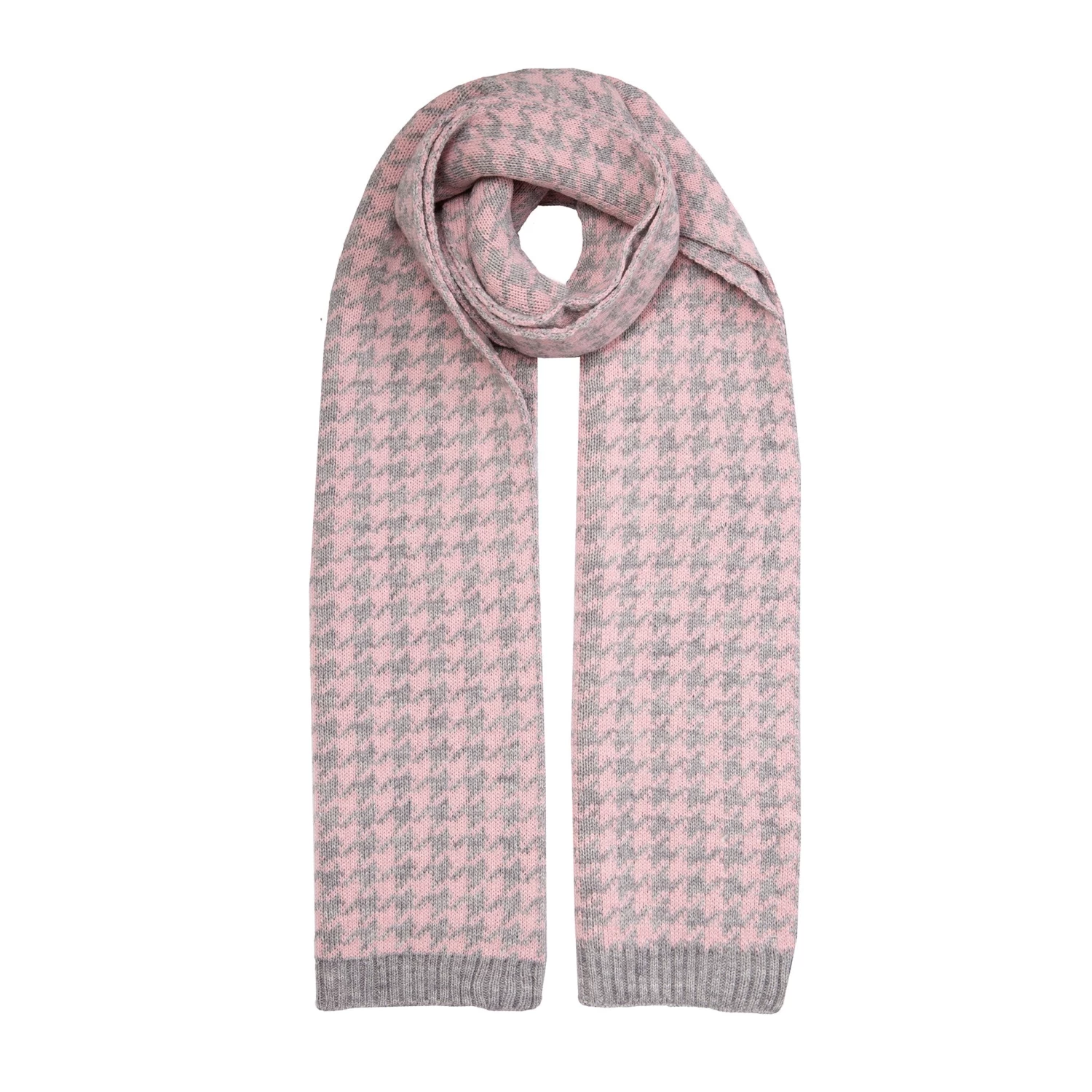 Women’s Jacquard Knitted Scarf With Dogtooth Pattern 1 Women’s Jacquard Knitted Scarf With Dogtooth Pattern