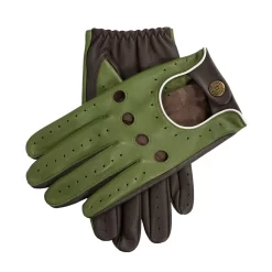 Men’s Touchscreen Three-Colour Leather Driving Gloves -Fashion Accessories Shop 5 0010 Lincoln Green Brown White