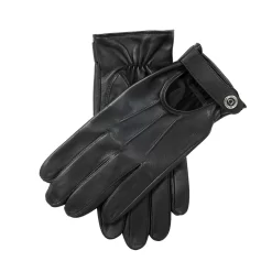 Men’s Three-Point Leather Driving Gloves With Wristwatch Cut-out