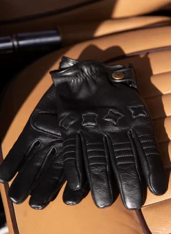 Men's The Suited Racer Cashmere-Lined Leather Driving Gloves -Fashion Accessories Shop 5 1003 black close up 5