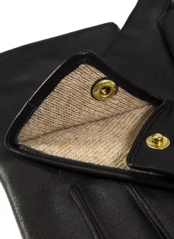 Men's Three-Point Wool-Lined Leather Officer's Gloves -Fashion Accessories Shop 5 1510 20black 202