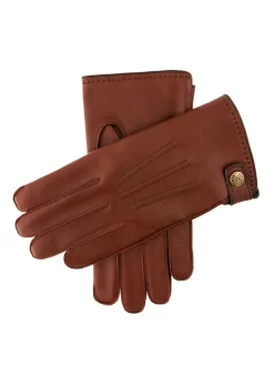 Men's Three-Point Lambswool-Lined Leather Gloves With Stud Tab -Fashion Accessories Shop 5 1525 english tan b01f2b8e 4729 4cd3 8356 51a32a7b7f9d