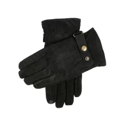 Men’s Touchscreen Water-Resistant Three-Point Fleece-Lined Suede Gloves -Fashion Accessories Shop 5 1526 Black