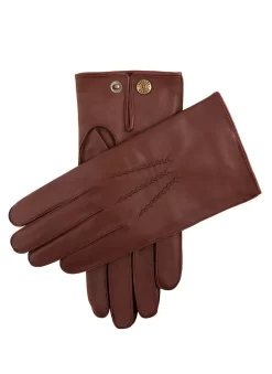 Men's Three-Point Red Cashmere-Lined Leather Gloves -Fashion Accessories Shop 5 1539 english tan