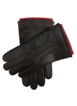 Men's Handsewn Three-Point Cashmere-Lined Leather Gloves With Colour Contrast Details -Fashion Accessories Shop 5 1541 black 8210277e e595 451f b961 5e0867e2afda