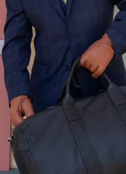 Men's Handsewn Three-Point Cashmere-Lined Deerskin Leather Gloves -Fashion Accessories Shop 5 1544 Havana 2