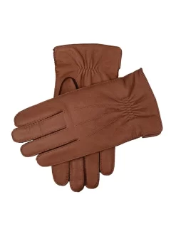 Men's Handsewn Three-Point Cashmere-Lined Deerskin Leather Gloves -Fashion Accessories Shop 5 1544Havana
