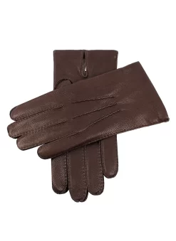 Men's Handsewn Three-Point Cashmere-Lined Deerskin Gloves -Fashion Accessories Shop 5 1545 Bark