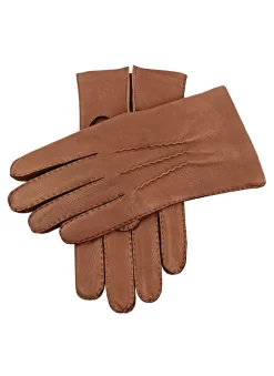 Men's Handsewn Three-Point Cashmere-Lined Deerskin Gloves -Fashion Accessories Shop 5 1545 Havana