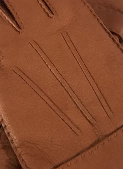 Men's Handsewn Three-Point Cashmere-Lined Deerskin Leather Gloves With Cashmere Cuffs -Fashion Accessories Shop 5 1548 20havana 203